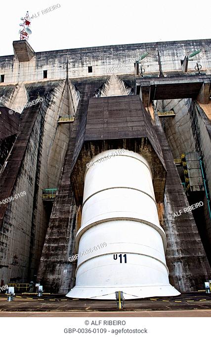 Turbines of the hydroelectric plant; Itaipu Binacional; Plant of Itaipu; Foz do Iguacu