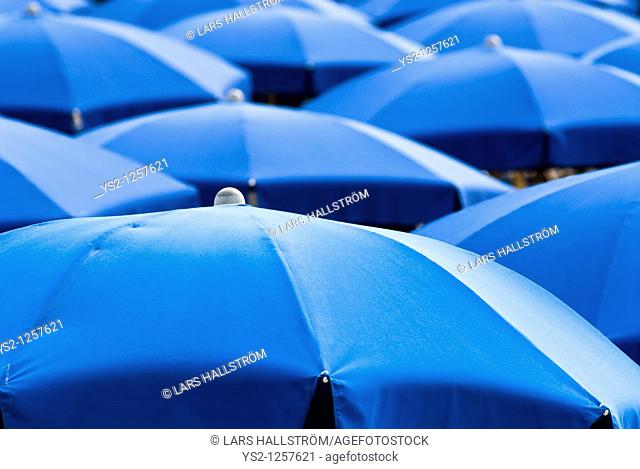 Blue sunshades, Italy, Europe