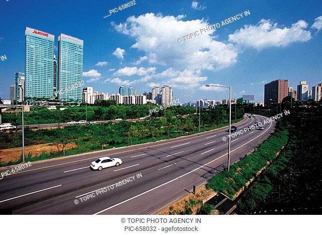 Olympic Expressway, Yeouido, Yeongdeungpo-gu, Hangang River, Seoul, Korea