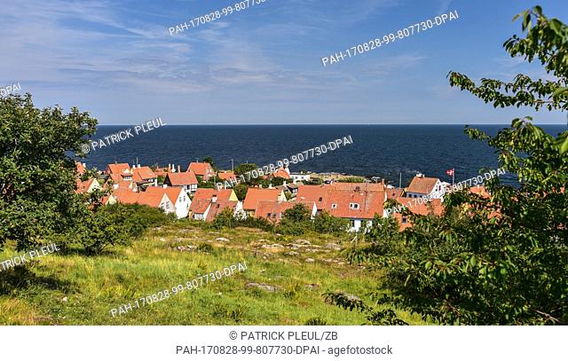 View of the town of Gudhjem on the Danish island Bornholm at the Baltic Sea near Dueodde, Denmark, 21 August 2017. The island of Bornholm and the island group...