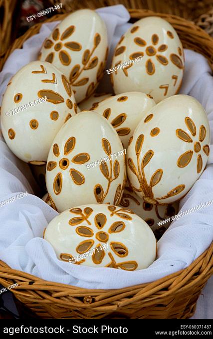 decorated color painted traditional shiny easter eggs