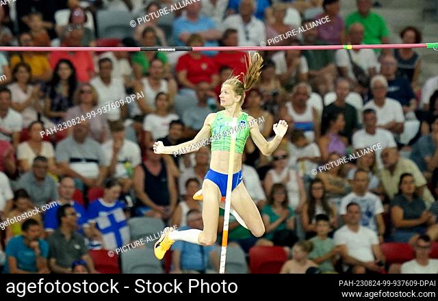 23 August 2023, Hungary, Budapest: Athletics: World Championships, Pole Vault, Final, Women, at the National Athletics Center