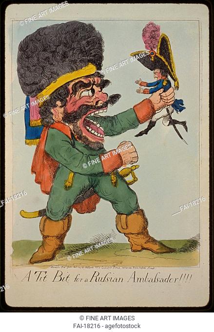 A tit bit for a Russian ambassador!!!. Anonymous . Colour lithograph. Caricature. 1803. Private Collection. Graphic arts
