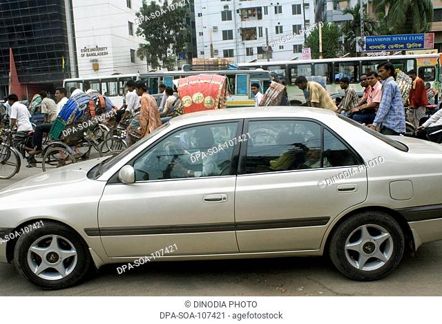 Car on busy street of Dhaka ; Bangladesh
