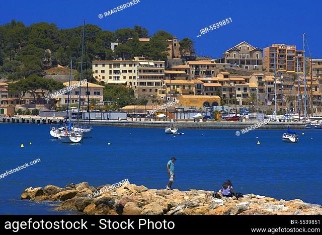 Soller, Beach port, Marina, Mallorca, Majorca, Balearic Islands, Mediterranean Sea, Spain, Europe
