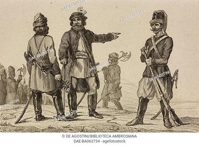 Streltsy, Polish guardsmen, Russia, engraving by Lemaitre, Vernier and Chaillot from Russie by Jean Marie Chopin (1796-1870), L'Univers pittoresque, Europe