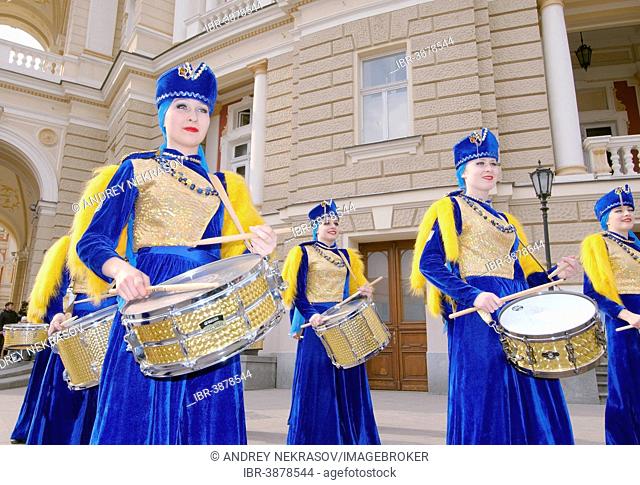 Group of drumming women, Humorina Festival, Odessa, Odessa Oblast, Ukraine