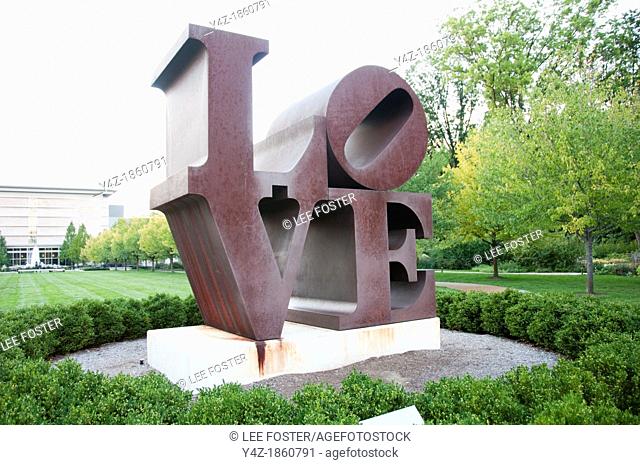 USA, Indiana, Indianapolis, Robert Indiana Love sculpture at Indiana Museum of Art