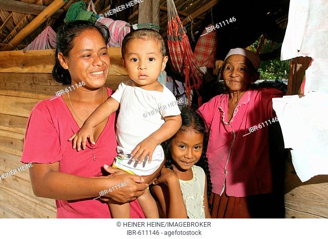 Three generations, Amerindians of the Arawak tribe, Santa Mission, Guyana, South America