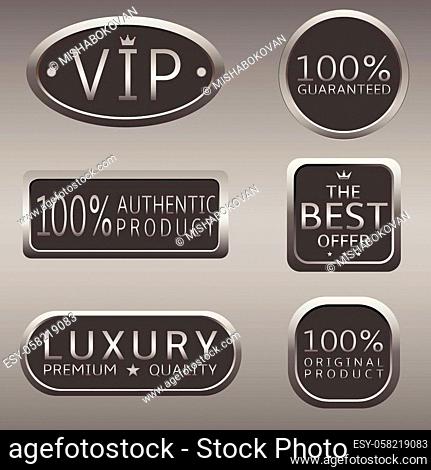 Promotion label set Advertising icons Marketing badge Authentic product Original product Luxury VIP Premium quality