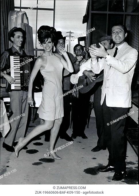 Jun. 06, 1966 - A press party party for Marcelle Mastroianni? Raquel Welch and Eduardo De Filippo, was held on the set of the film 'Shoot Loud, Louder