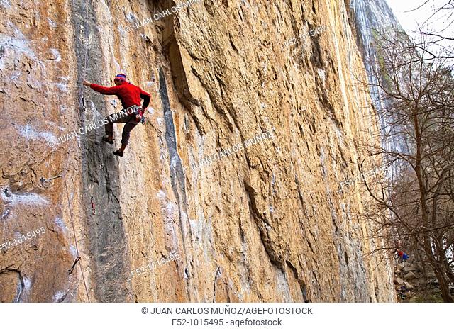 Climbers. Near of the Cave of Covalanas. Ramales de la Victoria. Ason Valley. Cantabria. Spain