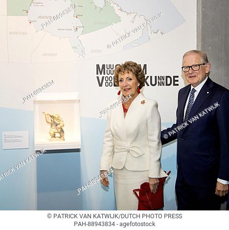 Princess Margriet and her husband Pieter van Vollenhoven attend the opening of the exhibition Canadian Inuit Art at the Museum of Volkenkunde in Leiden