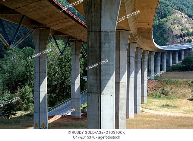 Barcelona province, Osona, Catalunya, Spain. C-25 Eix Transversal. Viaducte d'Osormort. Sant Sadurni d'Osormort
