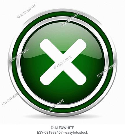 cancel green glossy web icon