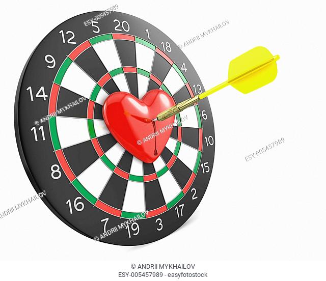 Dart hit the heart in the center of datrboad