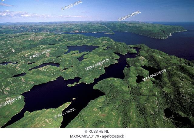 Aerial of the south coast of Newfoundland, Canada