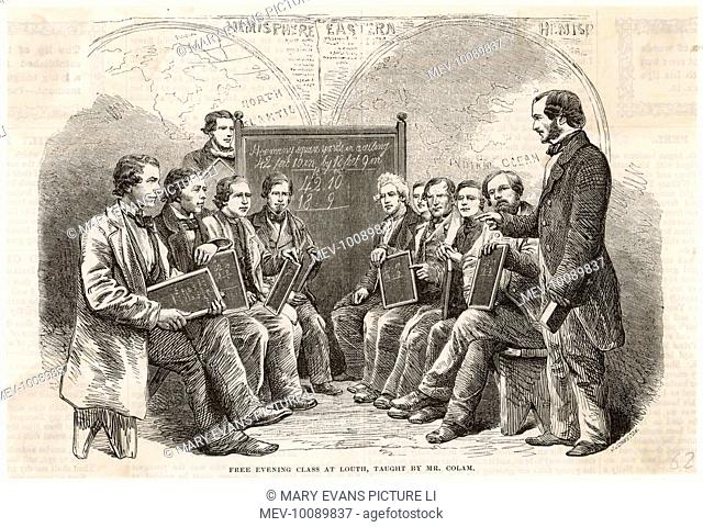 A Free evening class at Louth, Lincolnshire, England, taught by Mr Colam for working men