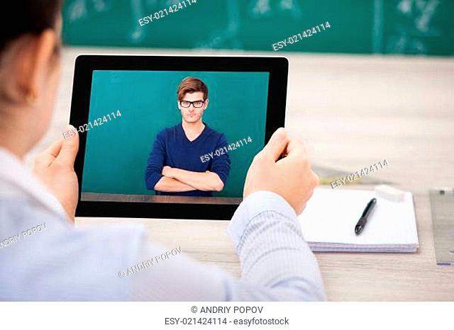 Woman Having Videochat On Digital Tablet