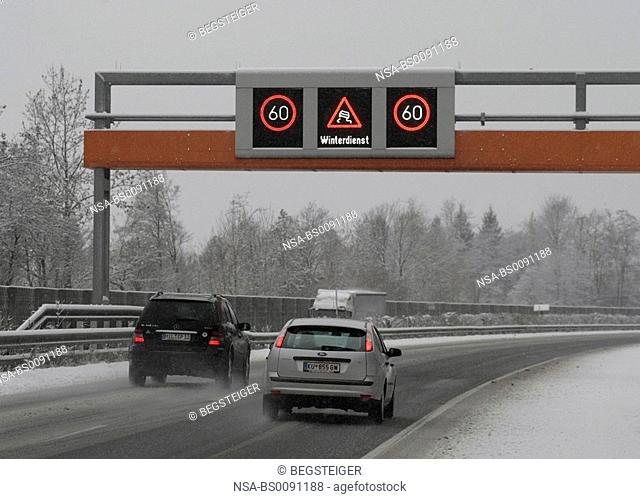 winter on highway, Tyrol, Austria