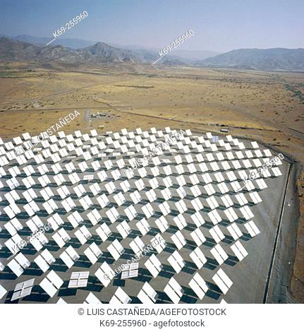 Solar panels at Power Plant CESA-1. Almeria province. Andalucia. Spain