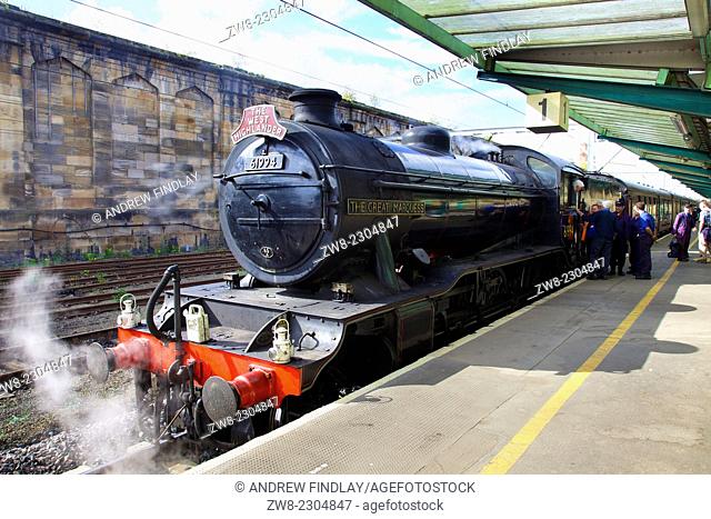 LNER Class K4 2-6-0 'The Great Marquess' steam train. Carlisle Railway Station, Carlisle, Cumbria, West Coast Main Line, England, UK