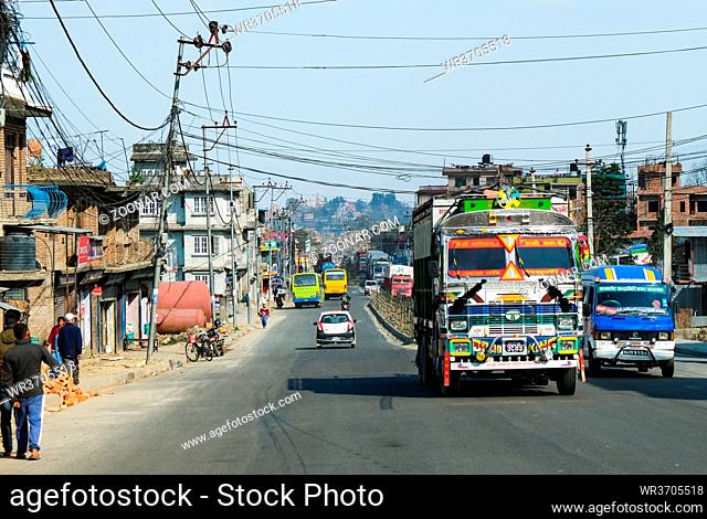 Kathmandu, Nepal, March 16 2020: Cityscape and crowded streets of the city of Kathmandu Nepal Asia