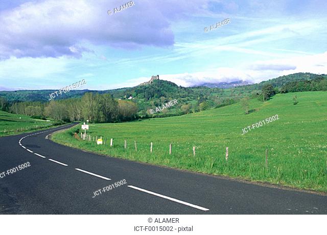 France, Auvergne, road near Murol castle