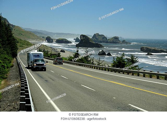 OR, Oregon, Pacific Ocean, Pacific Coast Scenic Byway, Rt Route, Highway 101, Cape Sebastian State Scenic Corridor, Viewpoint