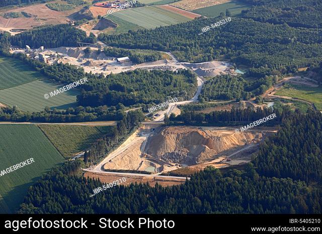 Gravel mining, gravel pit, Otterswang, Baden-Württemberg, Germany, Europe