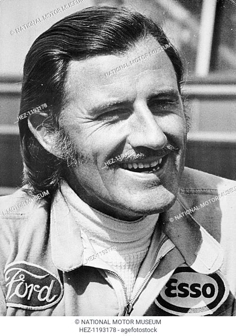 Graham Hill, early 1970s. Hill was one of the first Formula 1 drivers to become a television personality as well as a racing star