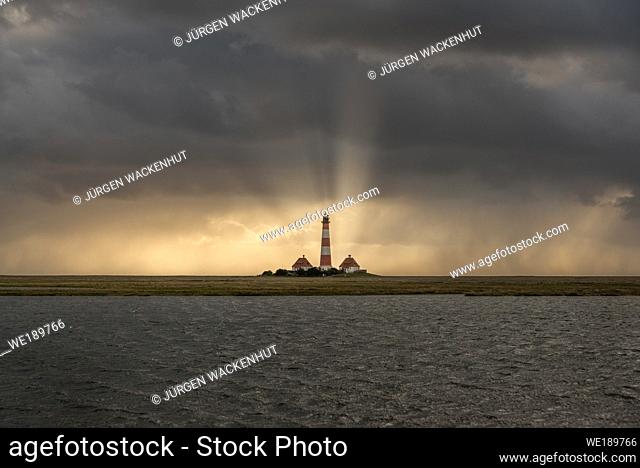 Lighthouse Westerherversand, Westerhever, North Sea, Schleswig-Holstein, Germany, Europe