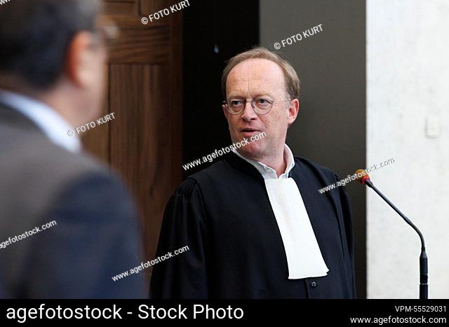 Lawyer Jan Leysen pictured during a session of the assizes trial of Platteeuw (37) who is on trial for the poison murder of his wife Dana Van Laeken (36)