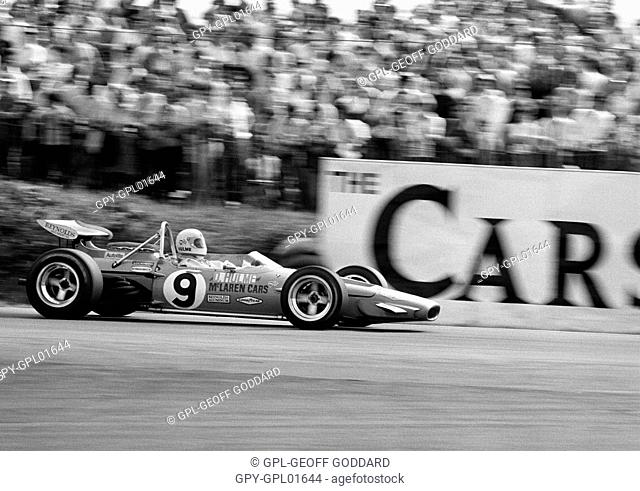 Denny Hulme in a McLaren M14A, finished 3rd in the British GP, Brands Hatch, England 18 July 1970