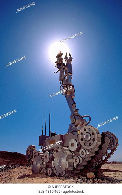 Sunlight Refracts Around the Gripper of an Explosive Ordnance Disposal Robot