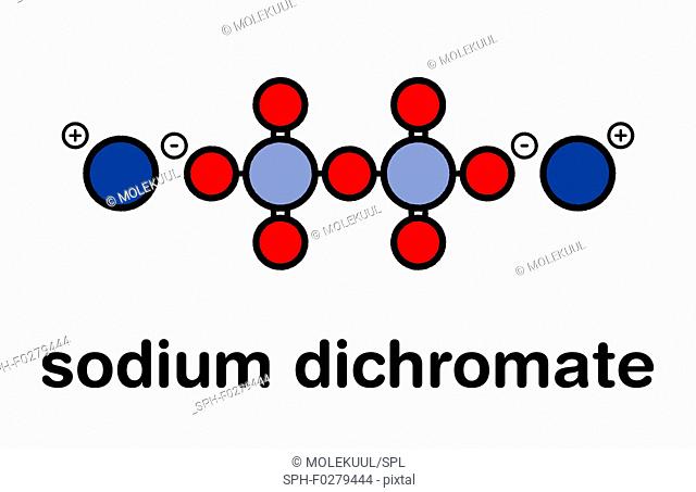 Sodium dichromate chemical structure, illustration