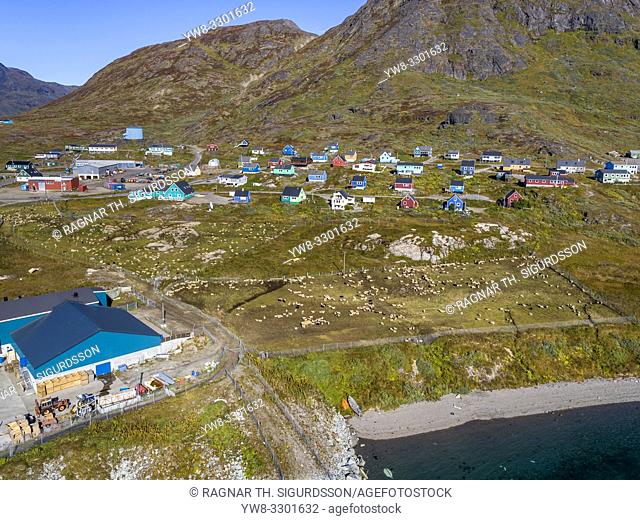 Narsaq town, Tunulliarfik Fjord, South Greenland
