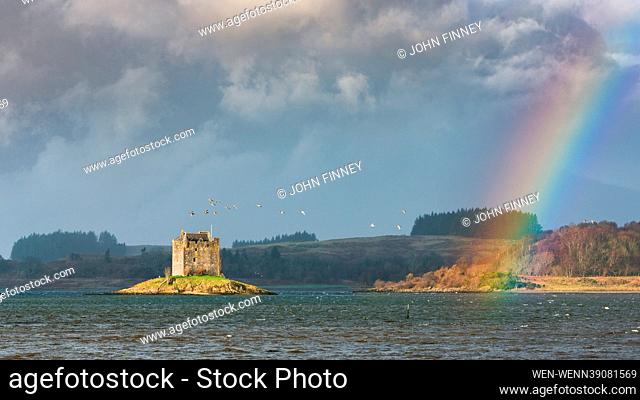 Stormy and wintery weather across the Scottish Highlands with dramatic squalls and snowy mountains captured in these atmospheric images Featuring: Castle...
