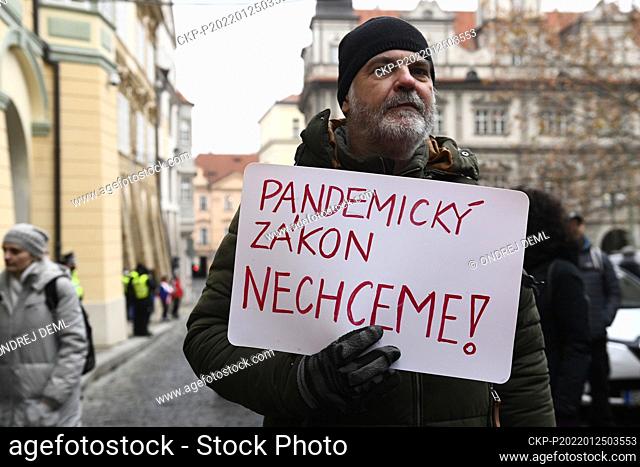 Demonstration of the Let Us Open Czechia-DOG Croaked anti-lockdown movement against amendment of pandemic bill was held on January 25, 2022, in Prague