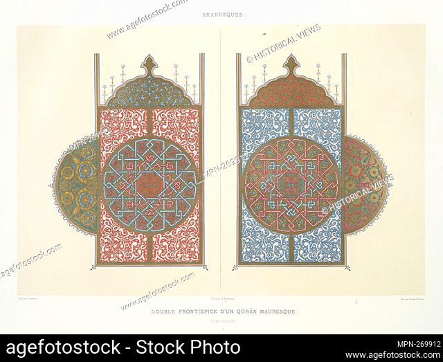 Arabesques: double frontispiece of a Moorish Qurân (18th century): 1. Prisse d'Avennes (1807-1879) (Author) Daumont (Lithographer) Prisse d'Avennes (1807-1879)...
