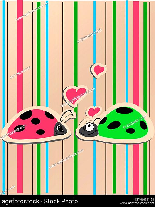 ladybirds in love vector illustration whit bright background