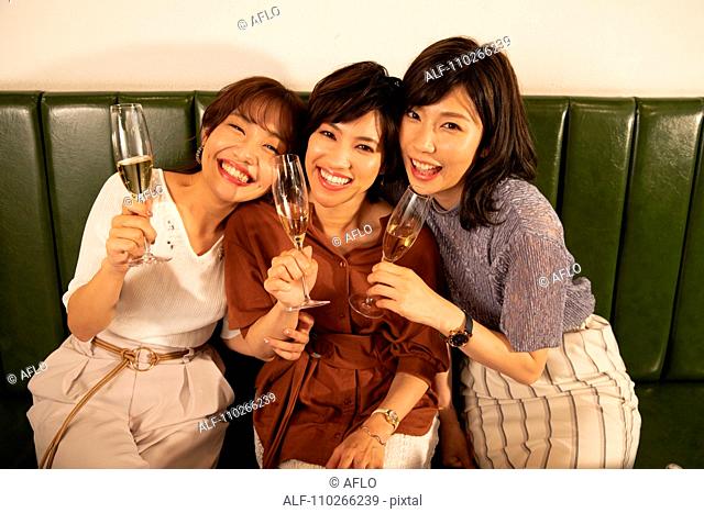 Japanese women happily dining together