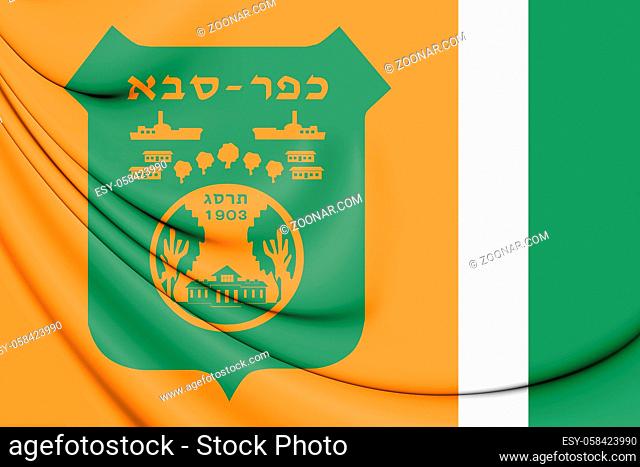 3D Flag of Kfar Saba, Israel. 3D Illustration