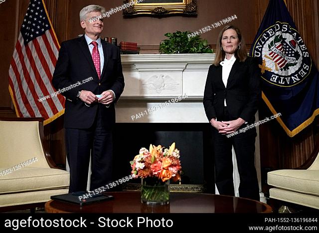 United States Senator Bill Cassidy (Republican of Louisiana) participates in a photo op with US President Donald J. Trump’s US Supreme Court nominee Judge Amy...