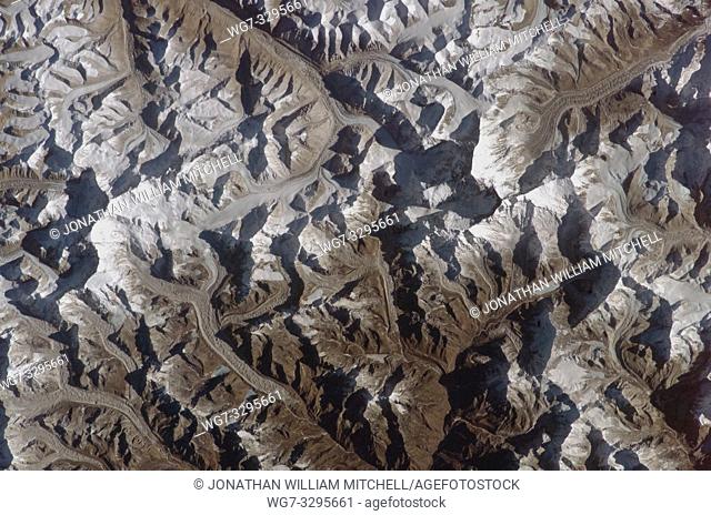 NEPAL Sagarmatha National Park -- circa. 2004 -- This extraordinary image taken from the International Space Station show the Khumbu Himal or Mahalangur Himal...