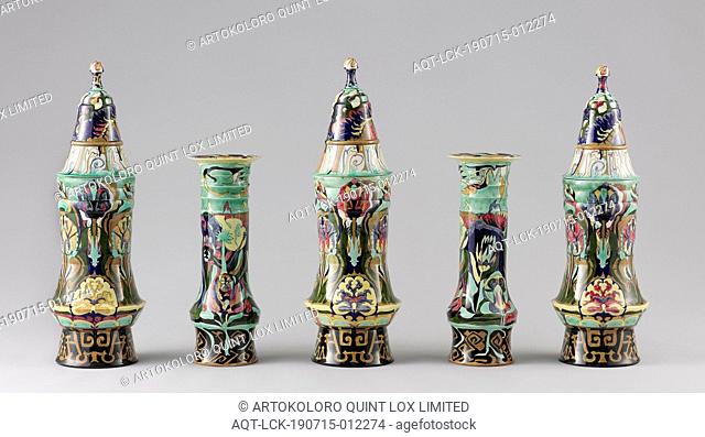Garniture of five vases Set of five vases, design Colenbrander, Set of five vases from earthenware, three with high lids