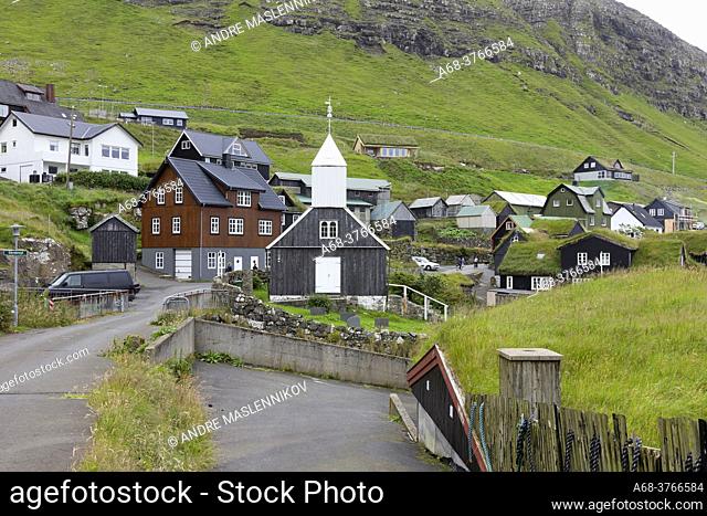The church in the village of Böur, Faroe Islands
