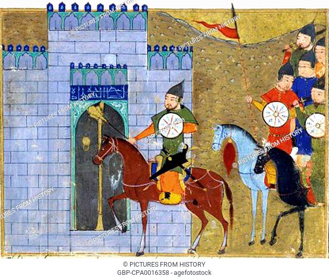 Iran / Persia / Mongolia: The siege of Beijing, 1213-1214. Miniature painting from Rashid al-Din's Jami al-Tawarikh, c. 1305