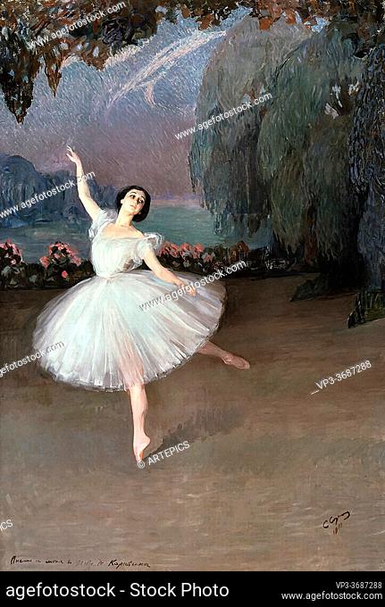 Sorin Savely Abramovich - Tamara Karsavina in the Ballet 'la Sylphide' - Russian School - 19th Century