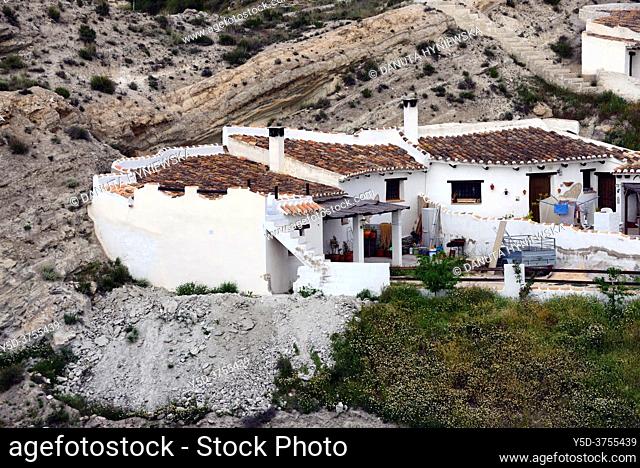 Cave houses in Galera village - unspoilt cave country in mountainous region of northern Andalusia, between the Sierra Nevada and the Sierra de Castril